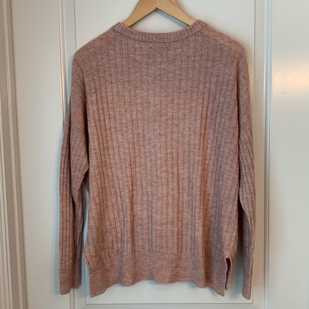 Abercrombie & Fitch Ribbed Sweater in Heather Pink - Picture 2 of 11